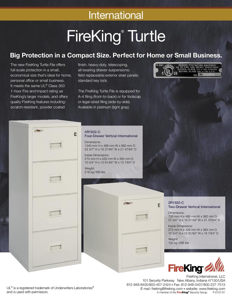 Fireking International Vertical 4 Drawer 22 Depth File Cabinet